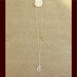 Silvertone Necklace w/Owl Charm & Earring Set